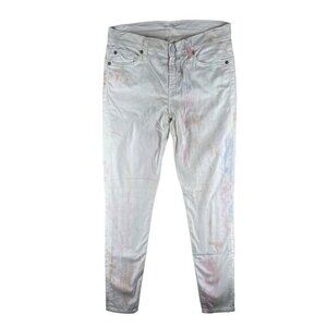 7 For All Mankind Womens‎ Jeans Size 27 White Multicolored Tie Dye Skinny Leg